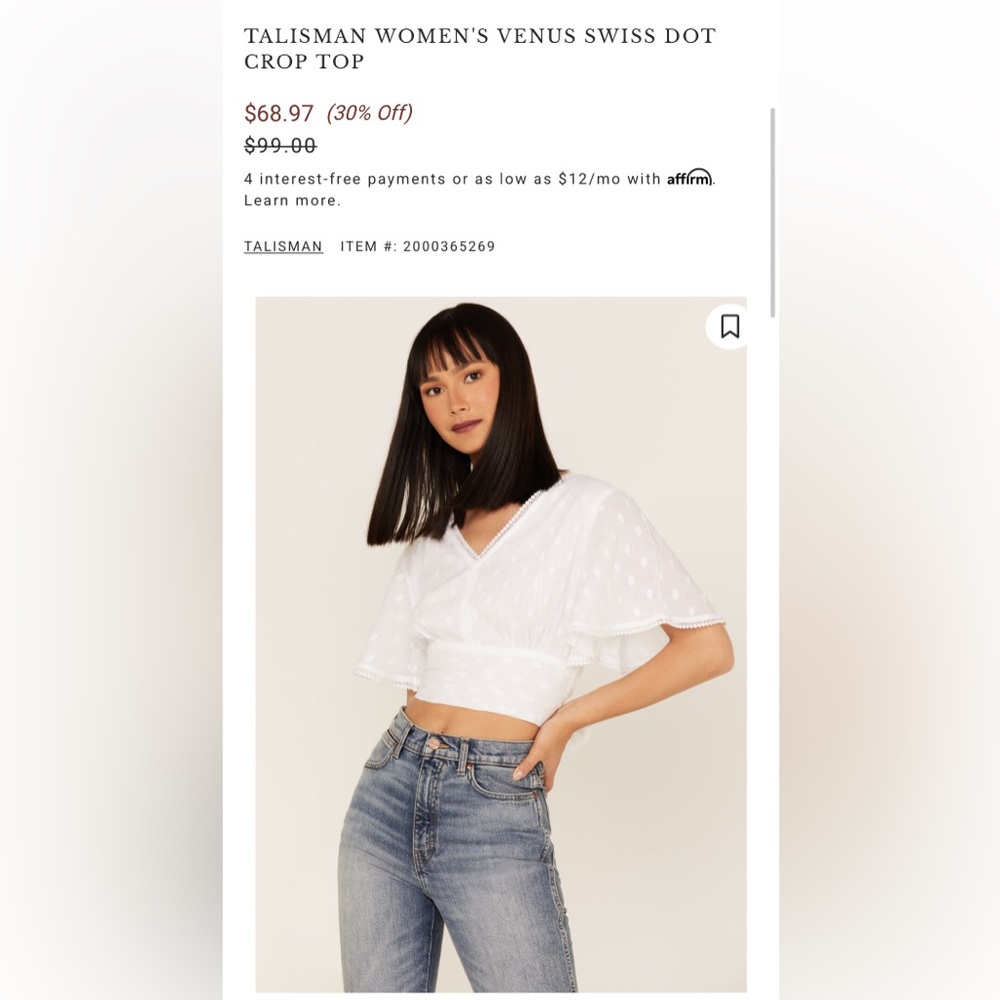 White Swiss Dot Crop Top